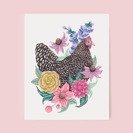 Mia Whittemore_Chicken Floral Art Print