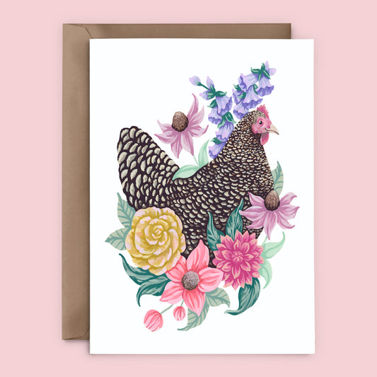 Mia Whittemore Chicken Floral Art Card