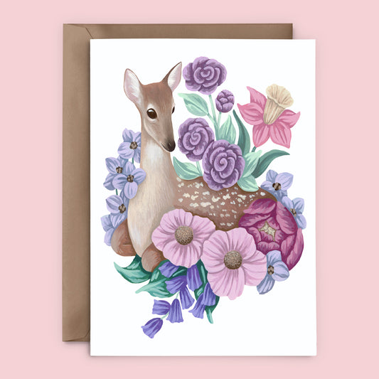 Mia Whittemore Deer Floral Greeting Card