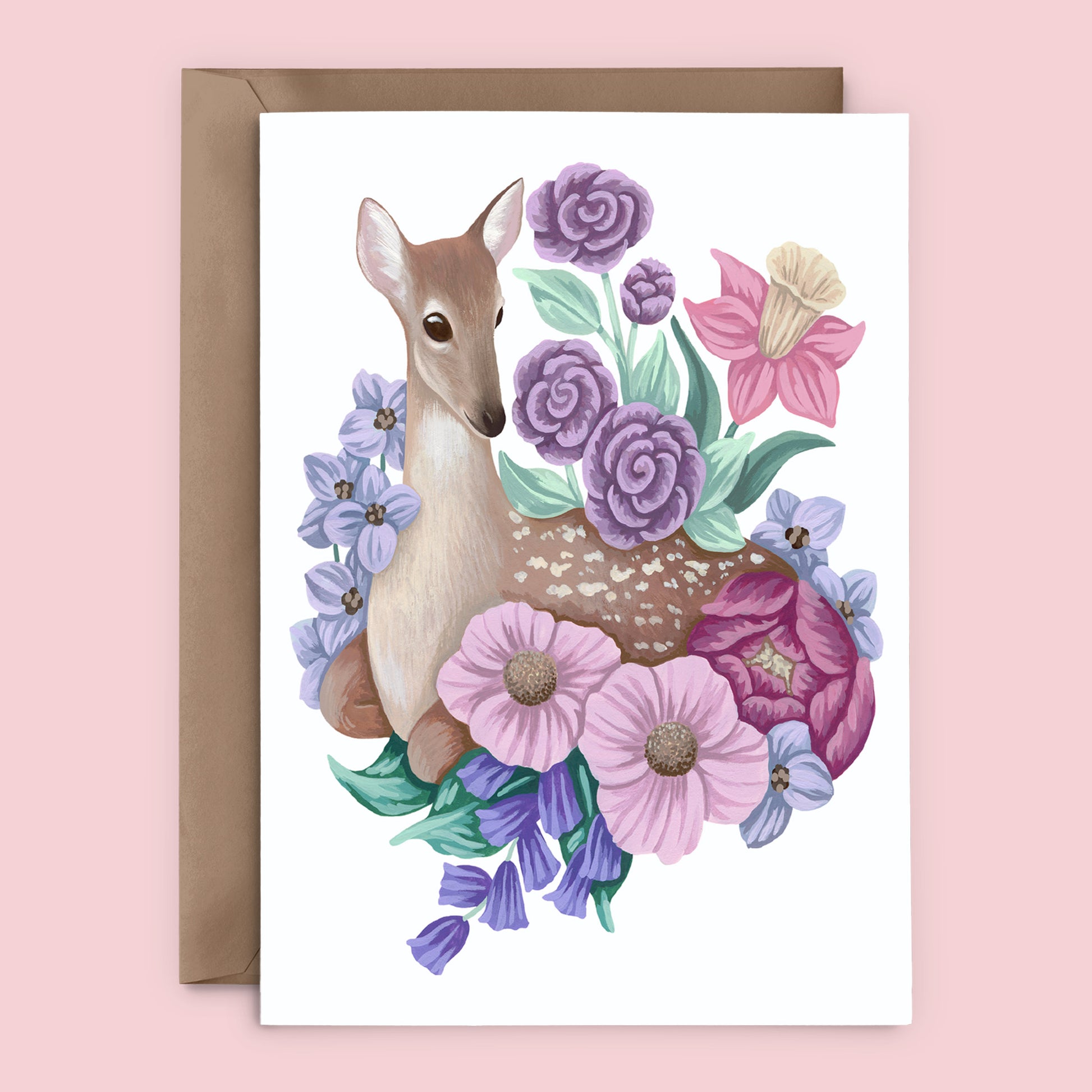 Mia Whittemore Deer Floral Greeting Card