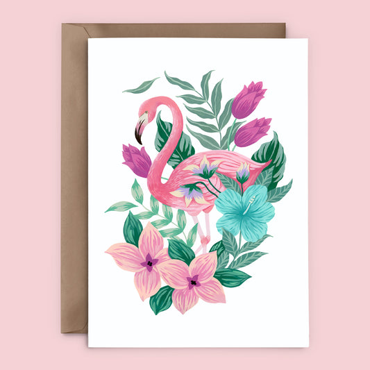 Mia Whittemore Flamingo Floral Greeting Card