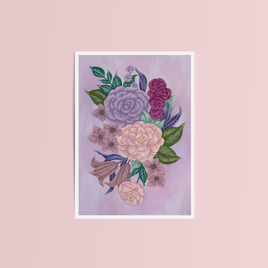 Mia Whittemore_Floral on Lilac Mini Art Print