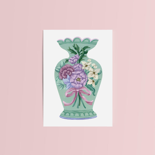 Mia Whittemore_Light Green Vase with Flowers Mini Art Print