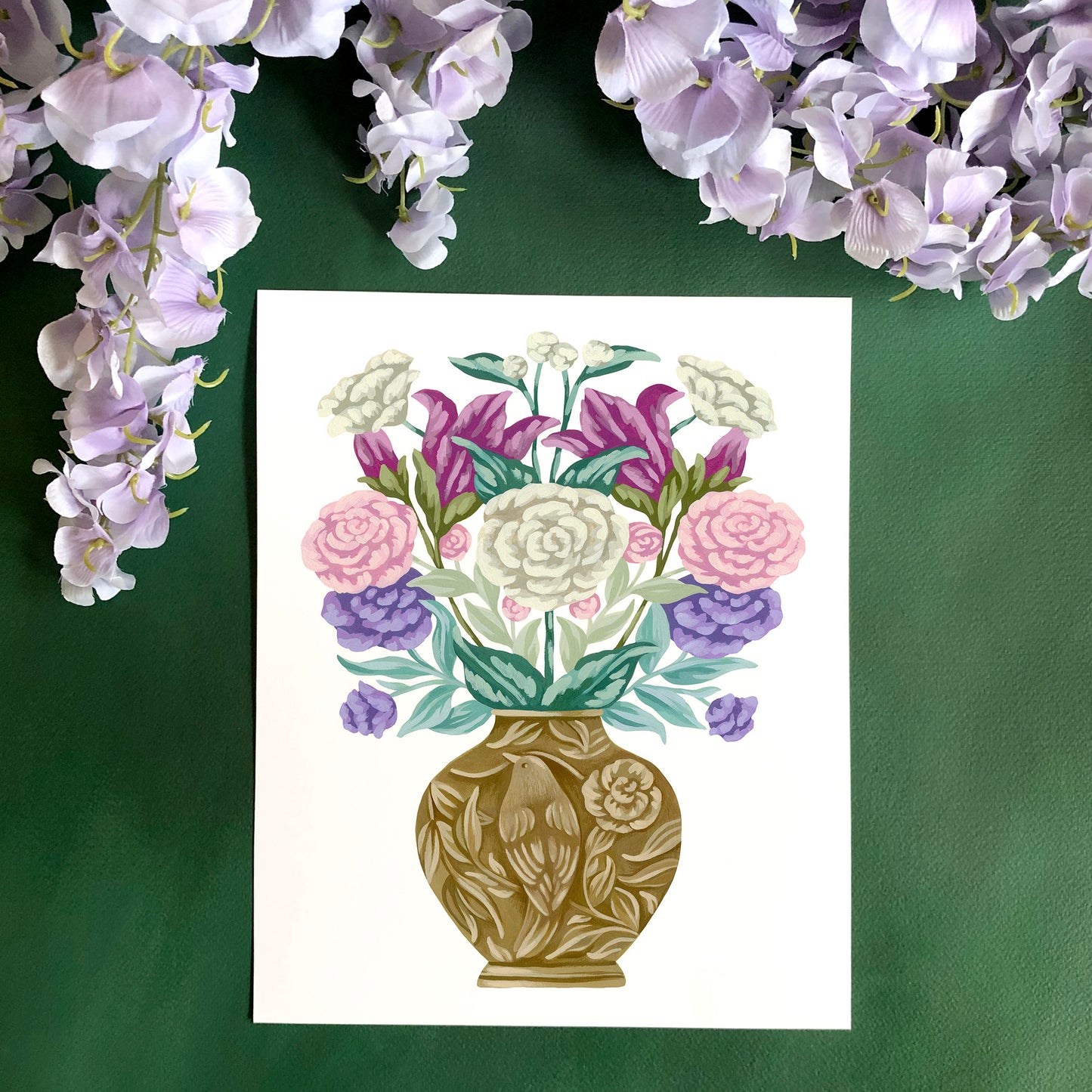 Brass Vase with Flowers Art Print