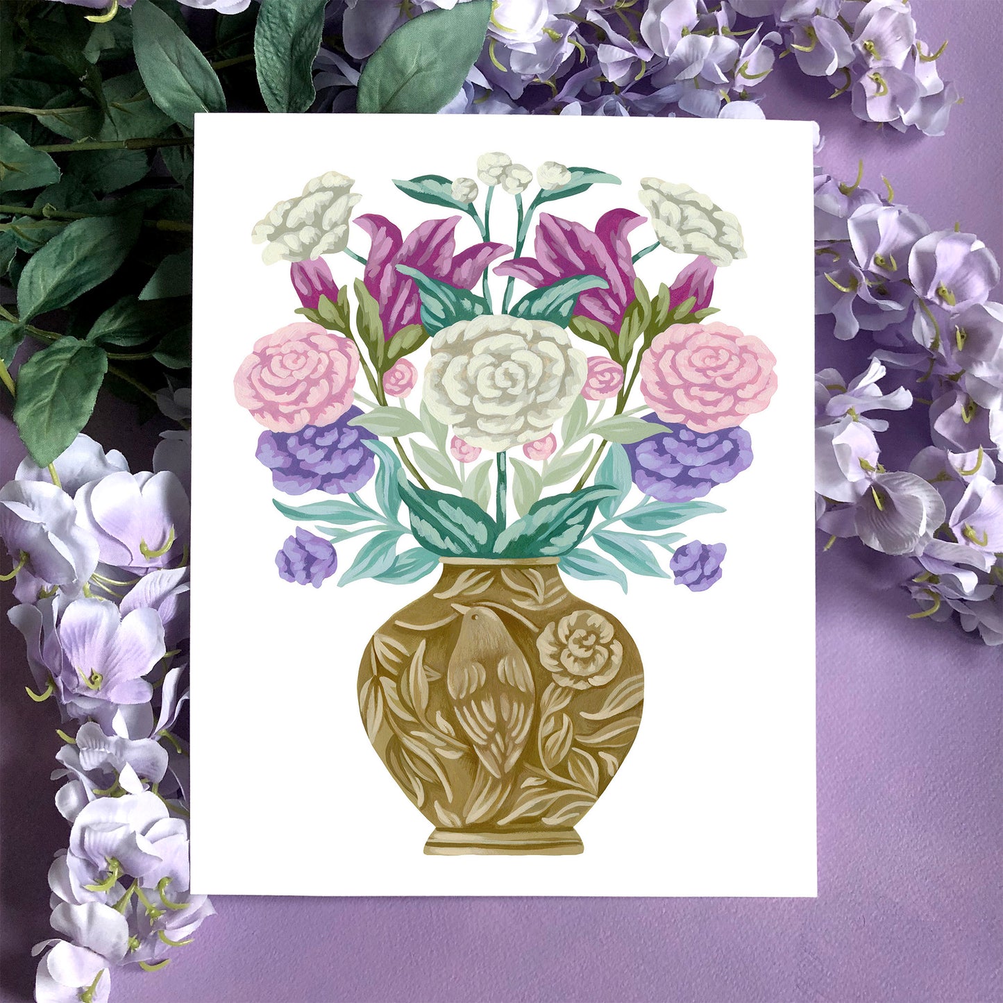 Brass Vase with Flowers Art Print