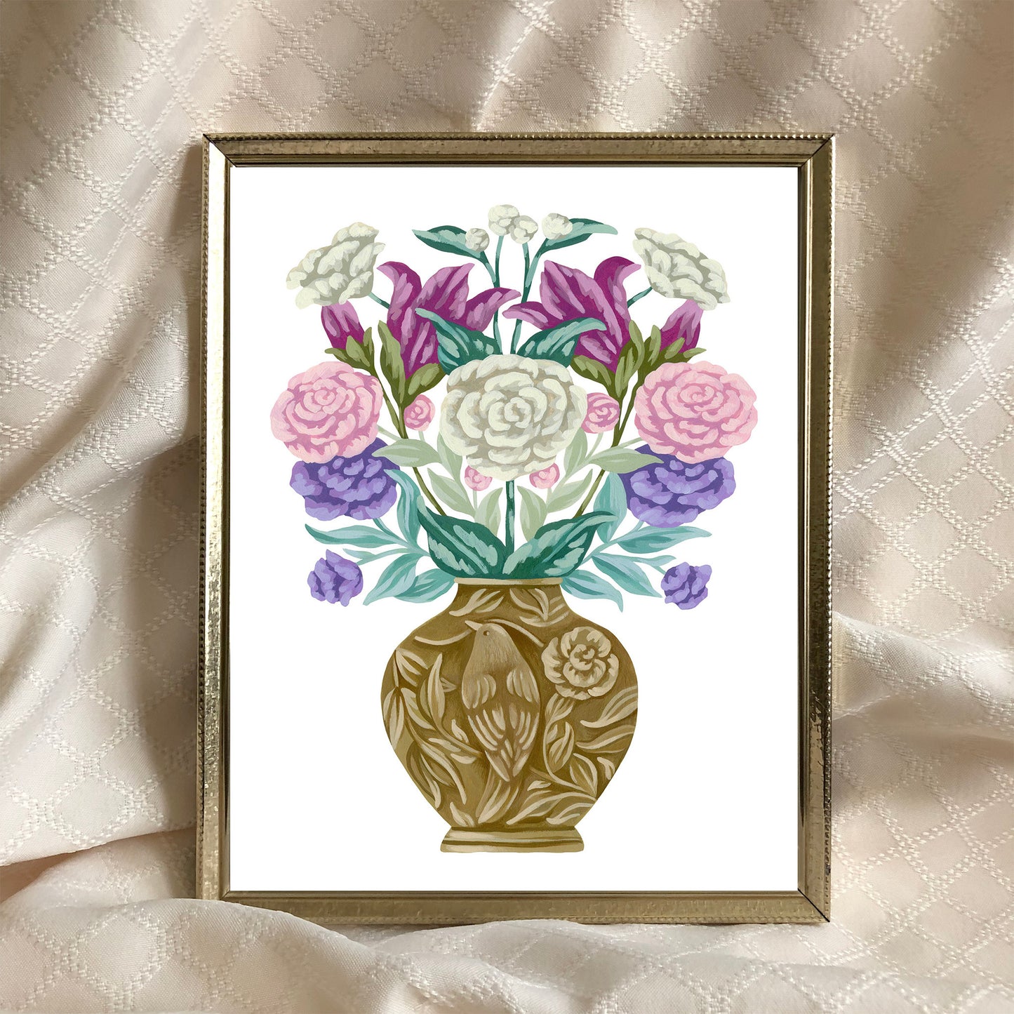 Brass Vase with Flowers Art Print