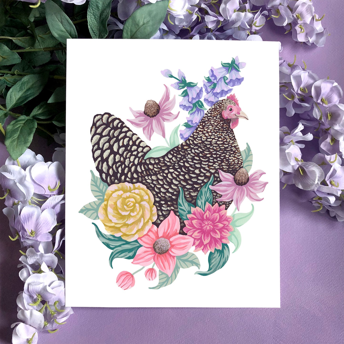 Chicken Flower Art Print