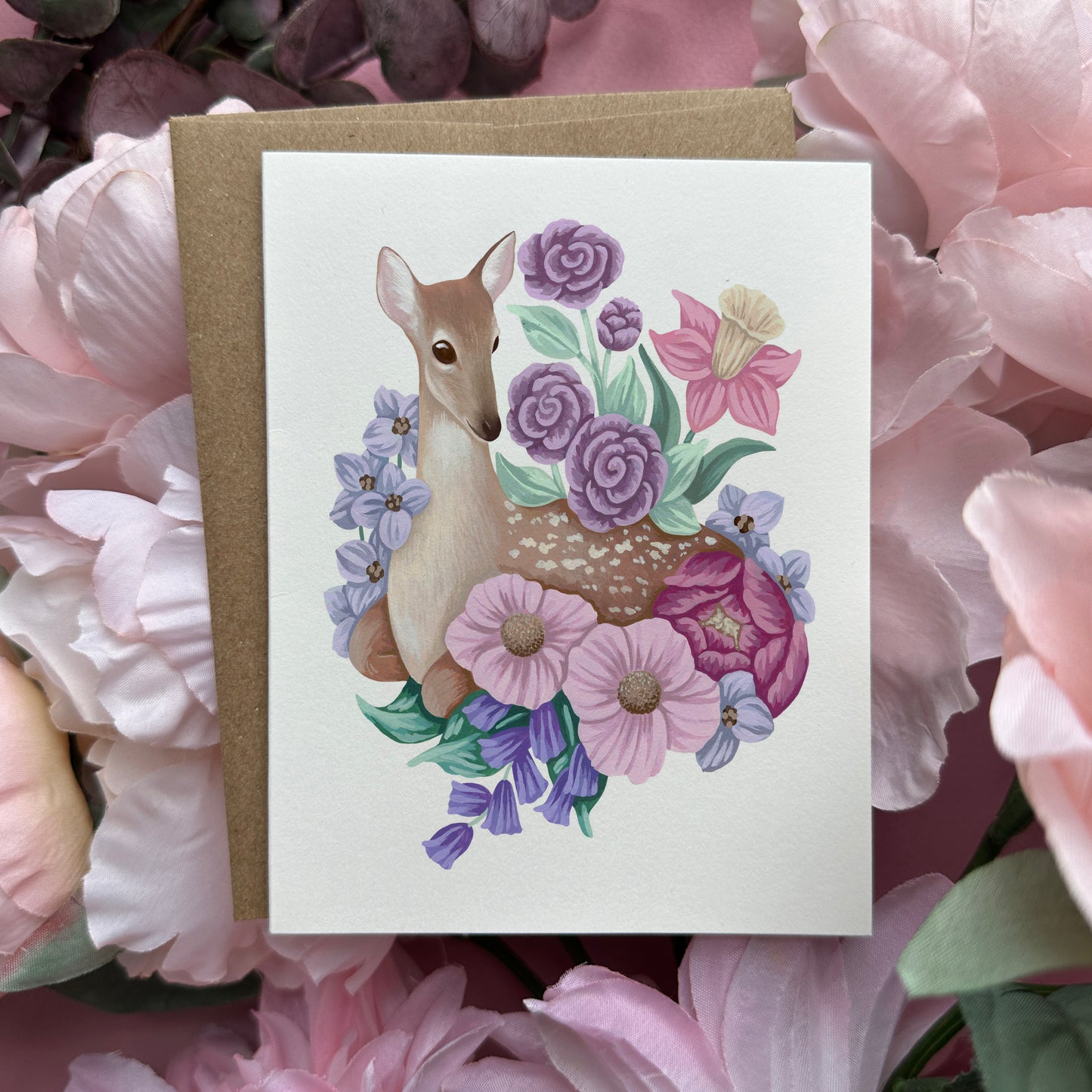 Deer Flower Greeting Card