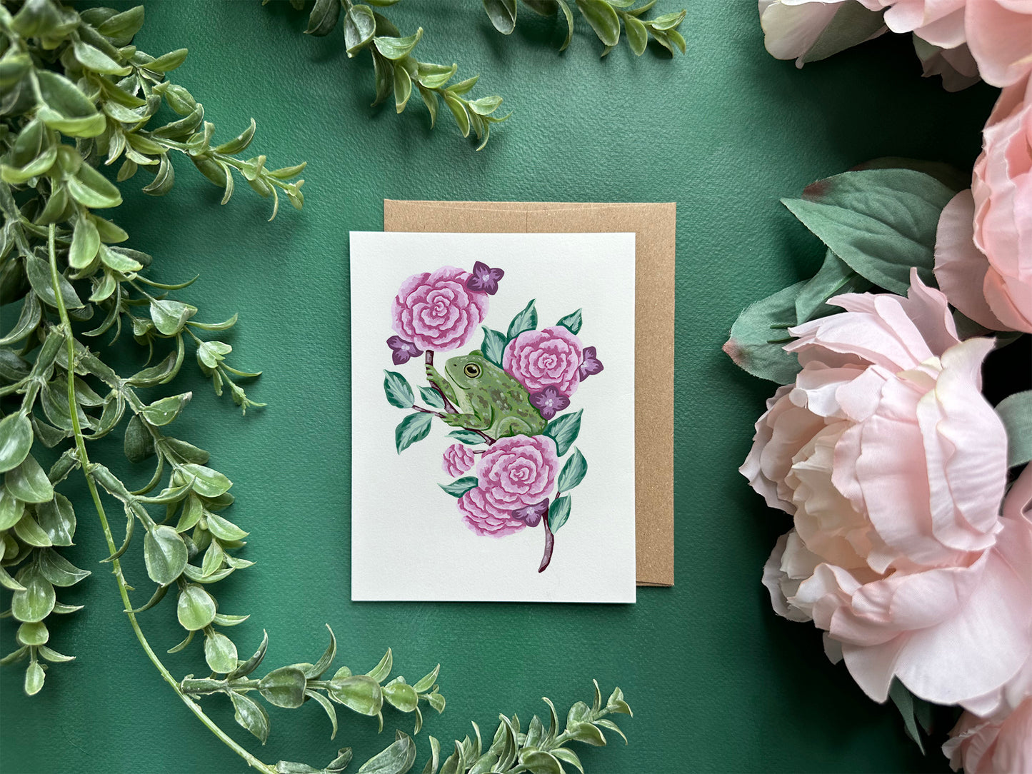 Frog Flower Greeting Card