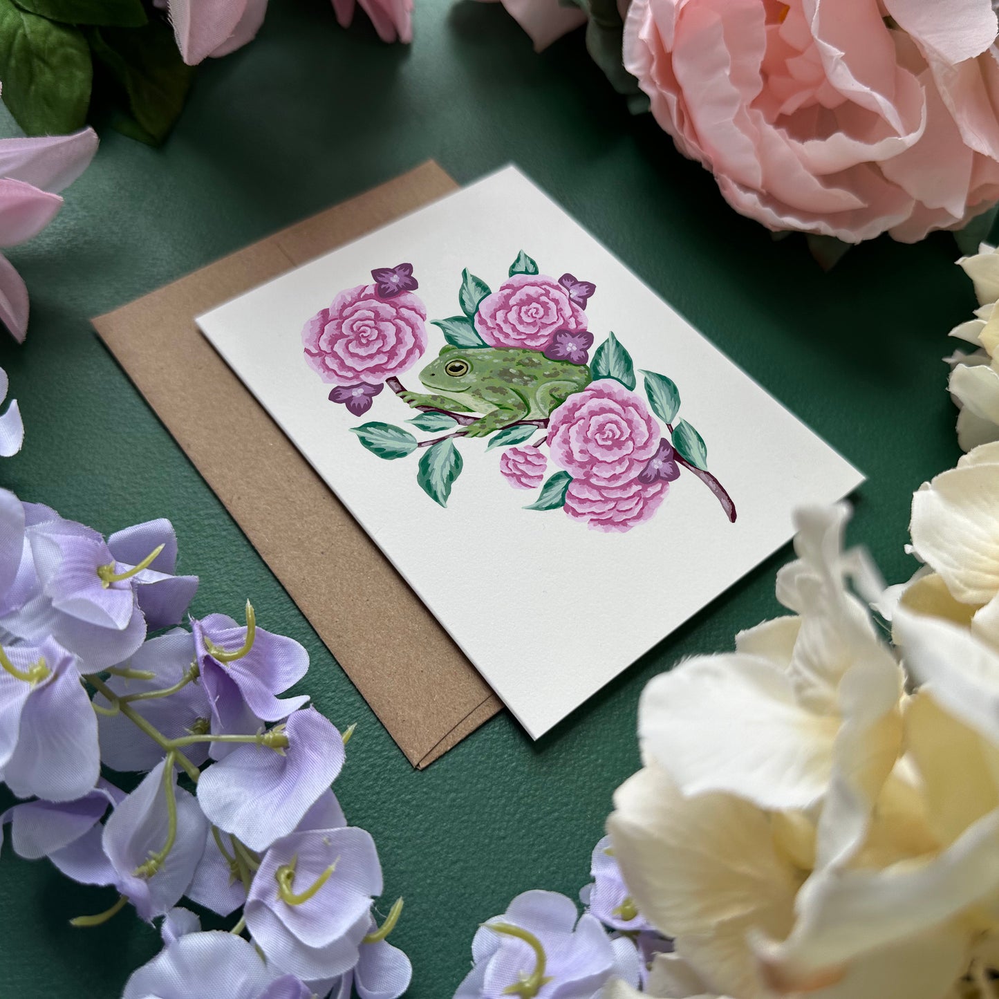 Frog Flower Greeting Card