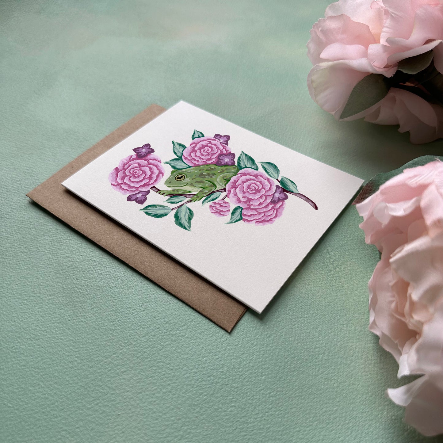 Frog Flower Greeting Card