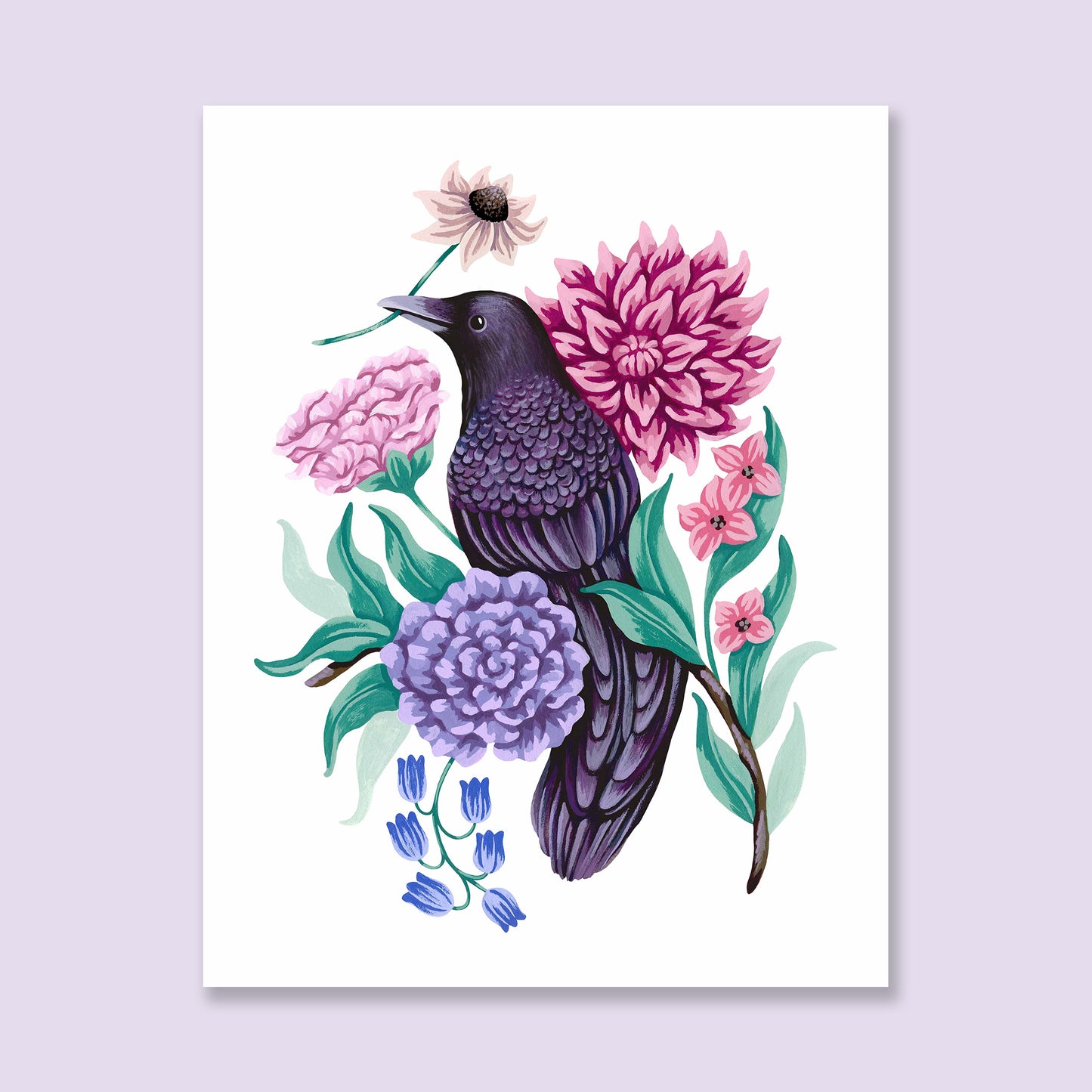 Raven Flower Art Print