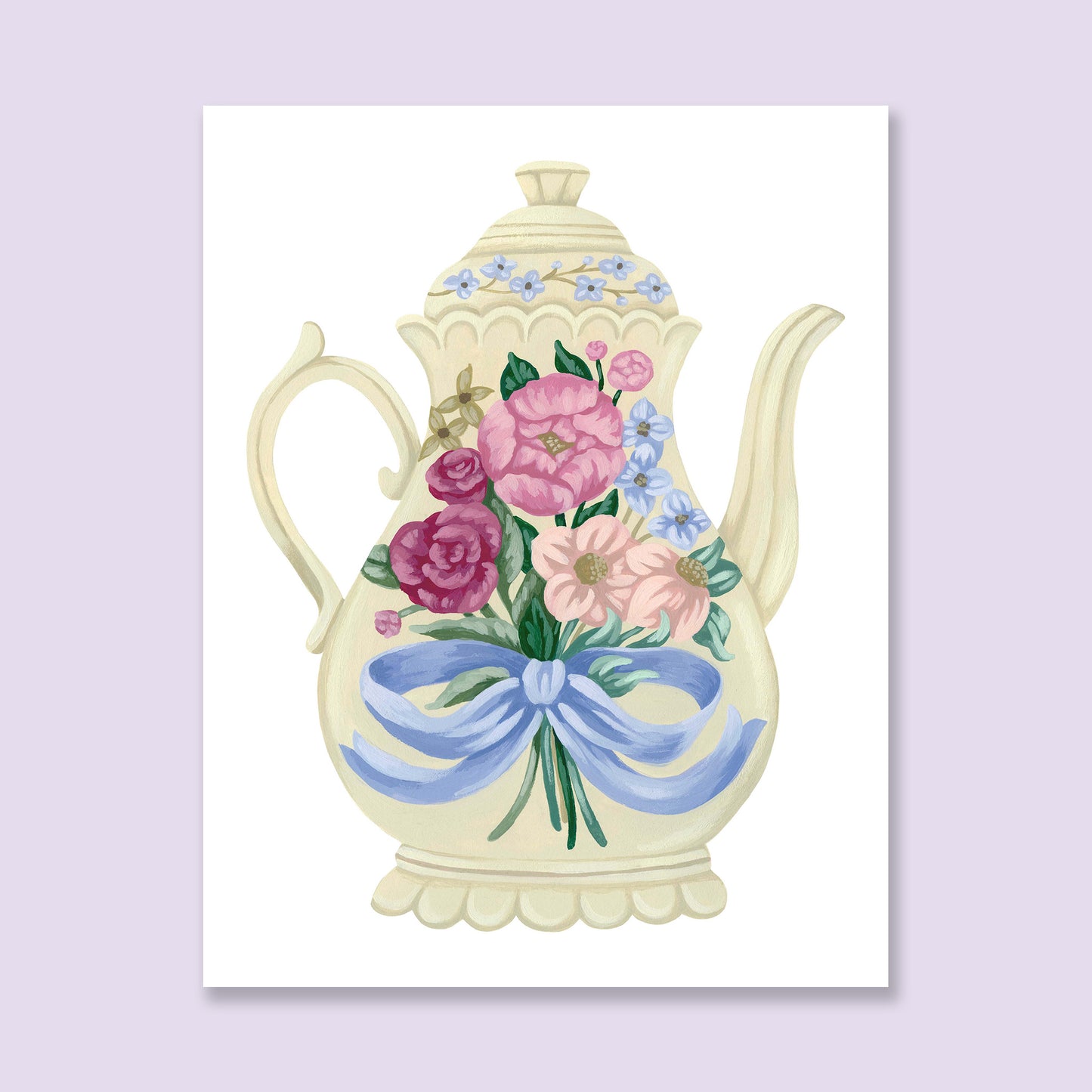 Floral Vintage Teapot Art Print
