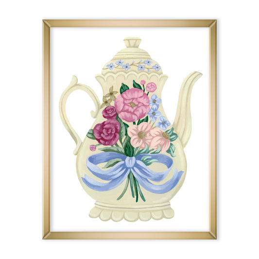Floral Vintage Teapot Art Print