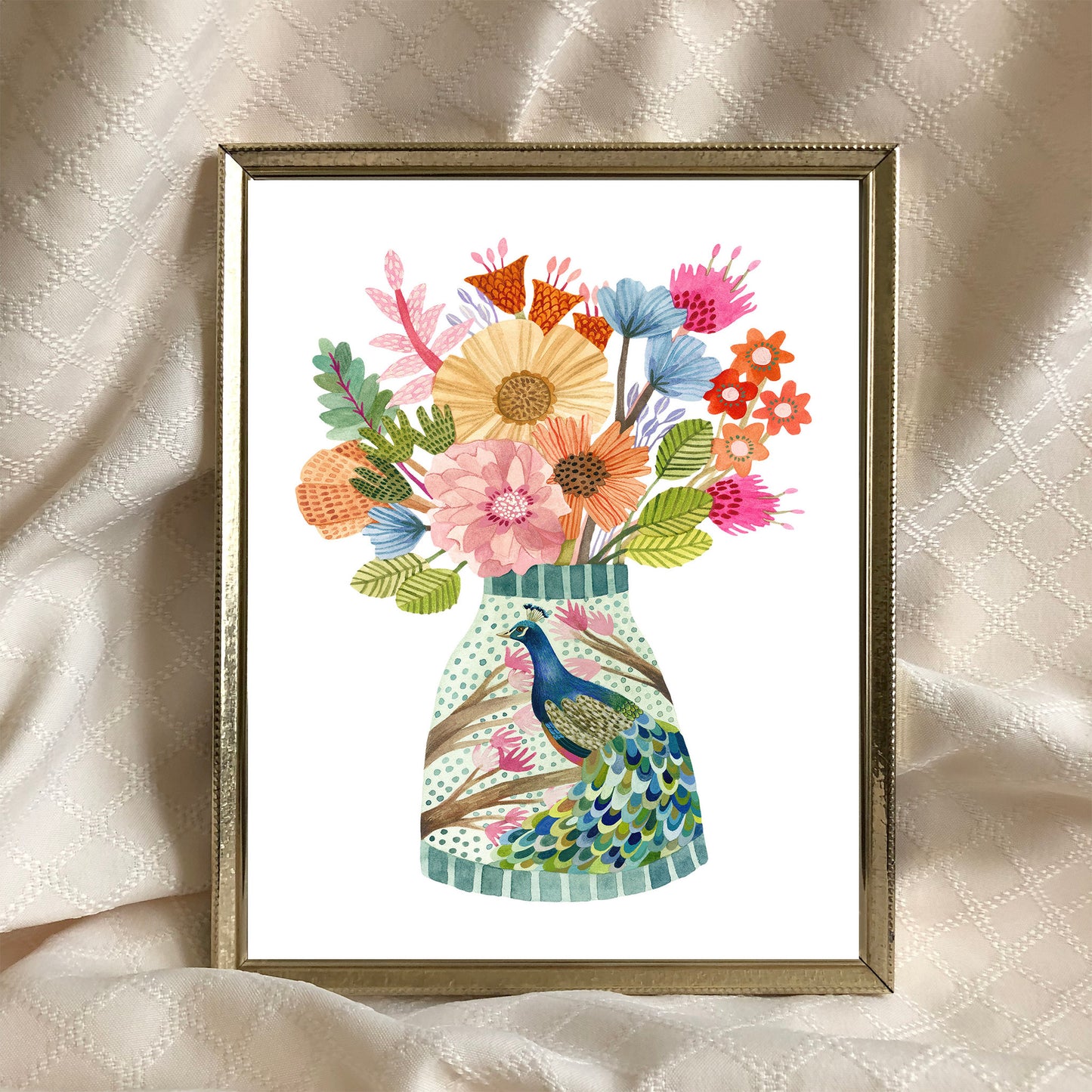Peacock Vase Art Print
