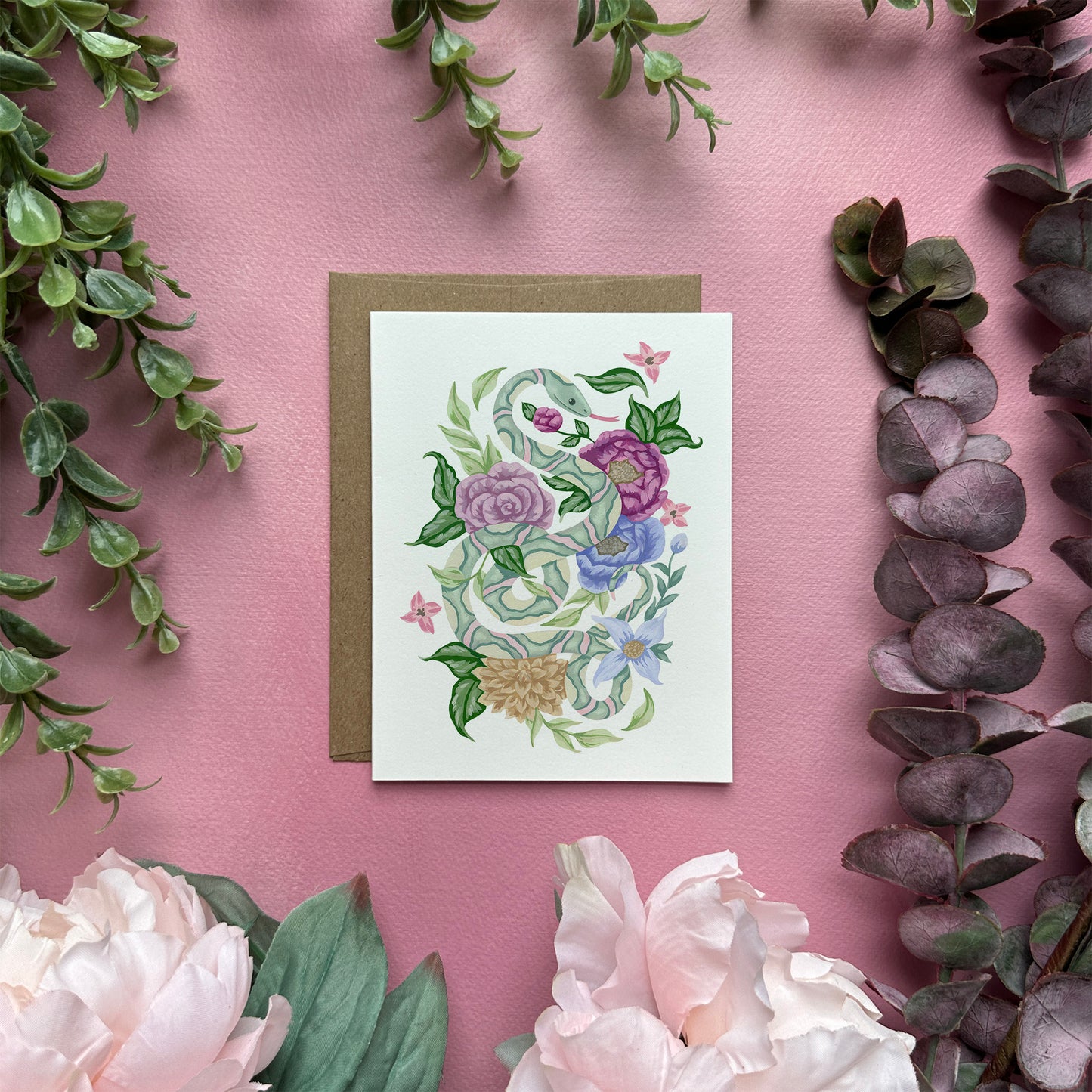 Snake Flower Greeting Card
