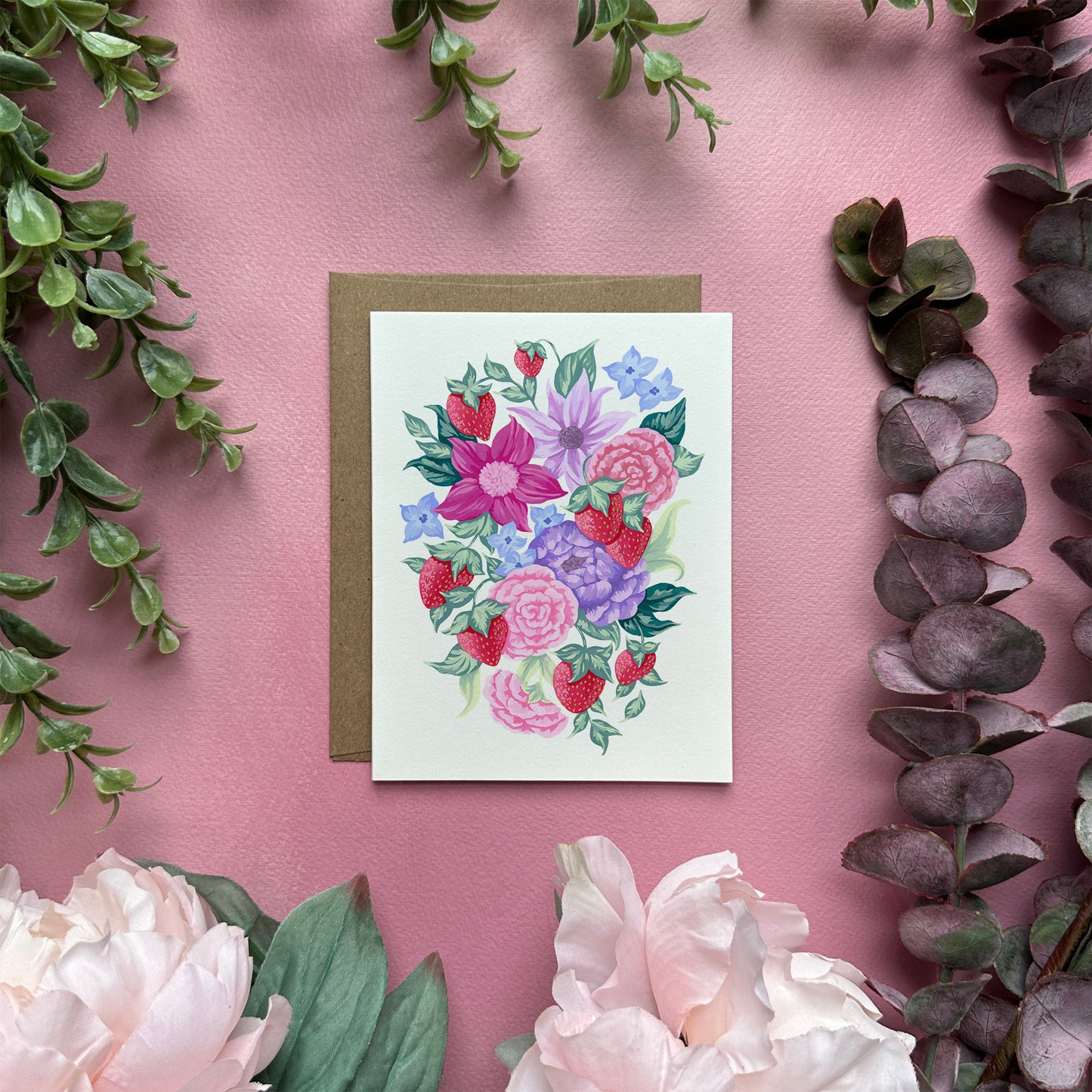 Strawberry Flower Greeting Card