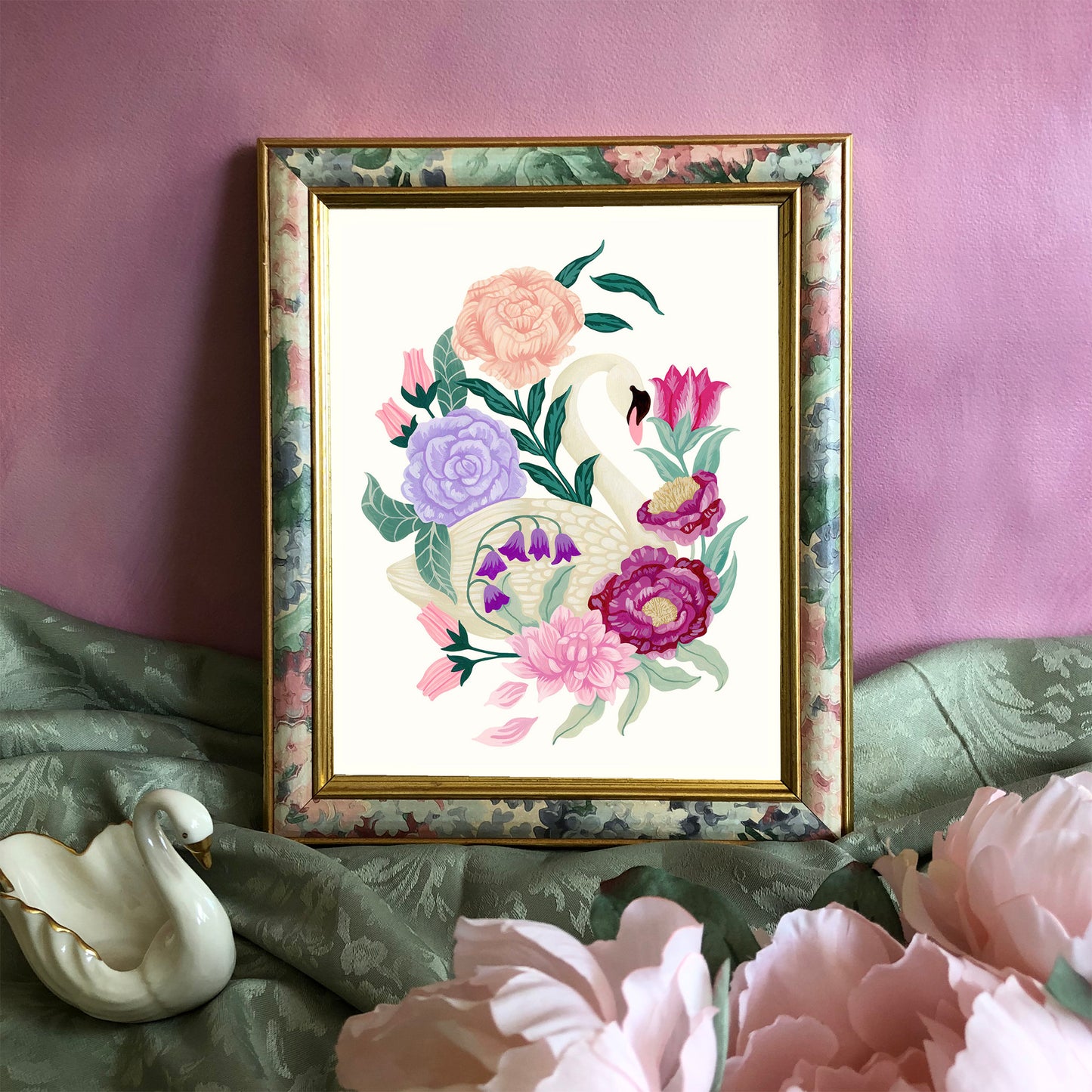 Swan Flower Art Print