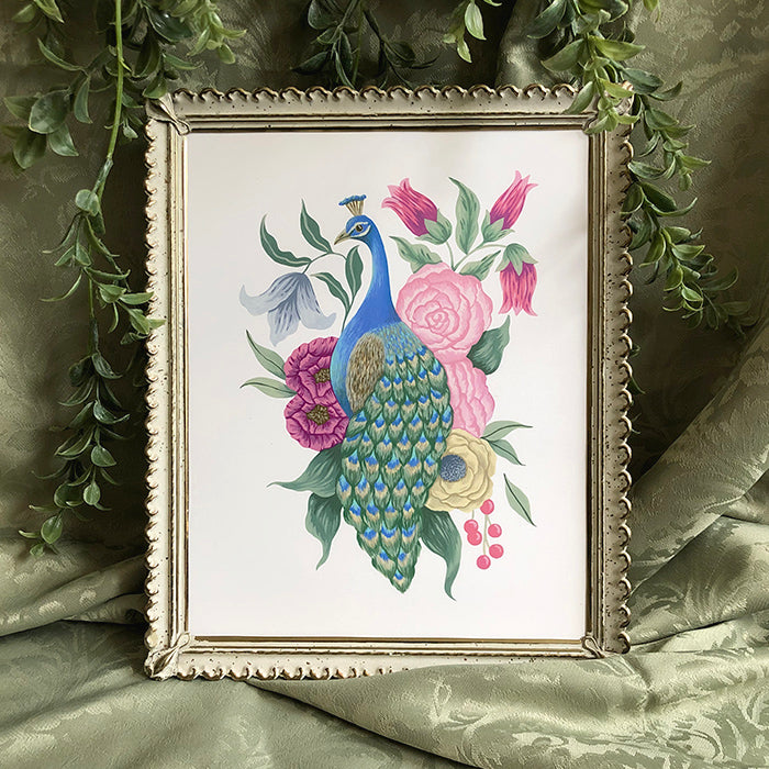 Peacock Floral Art Print