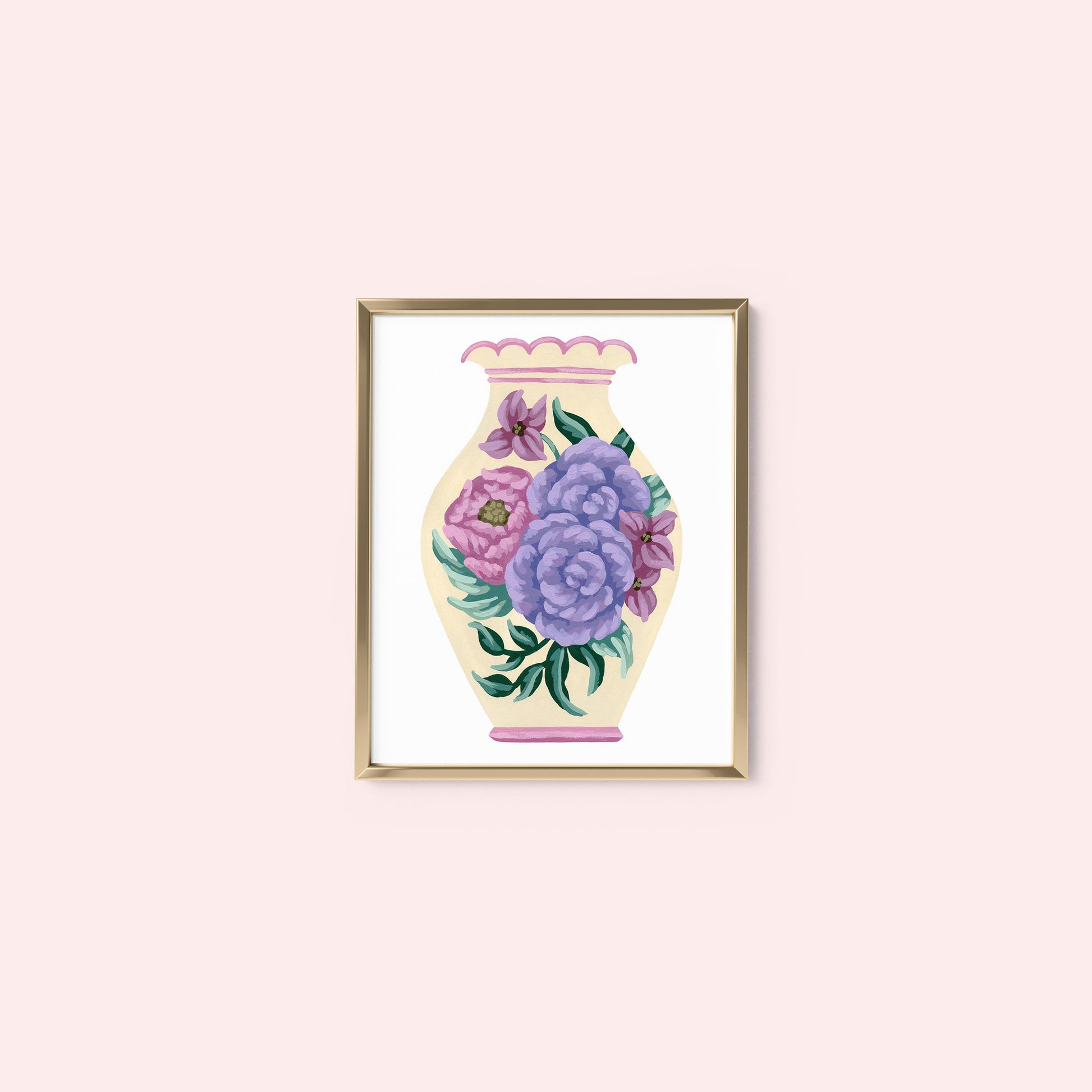 Mia Whittemore Cream Vase with Flowers Mini Art Print Frame