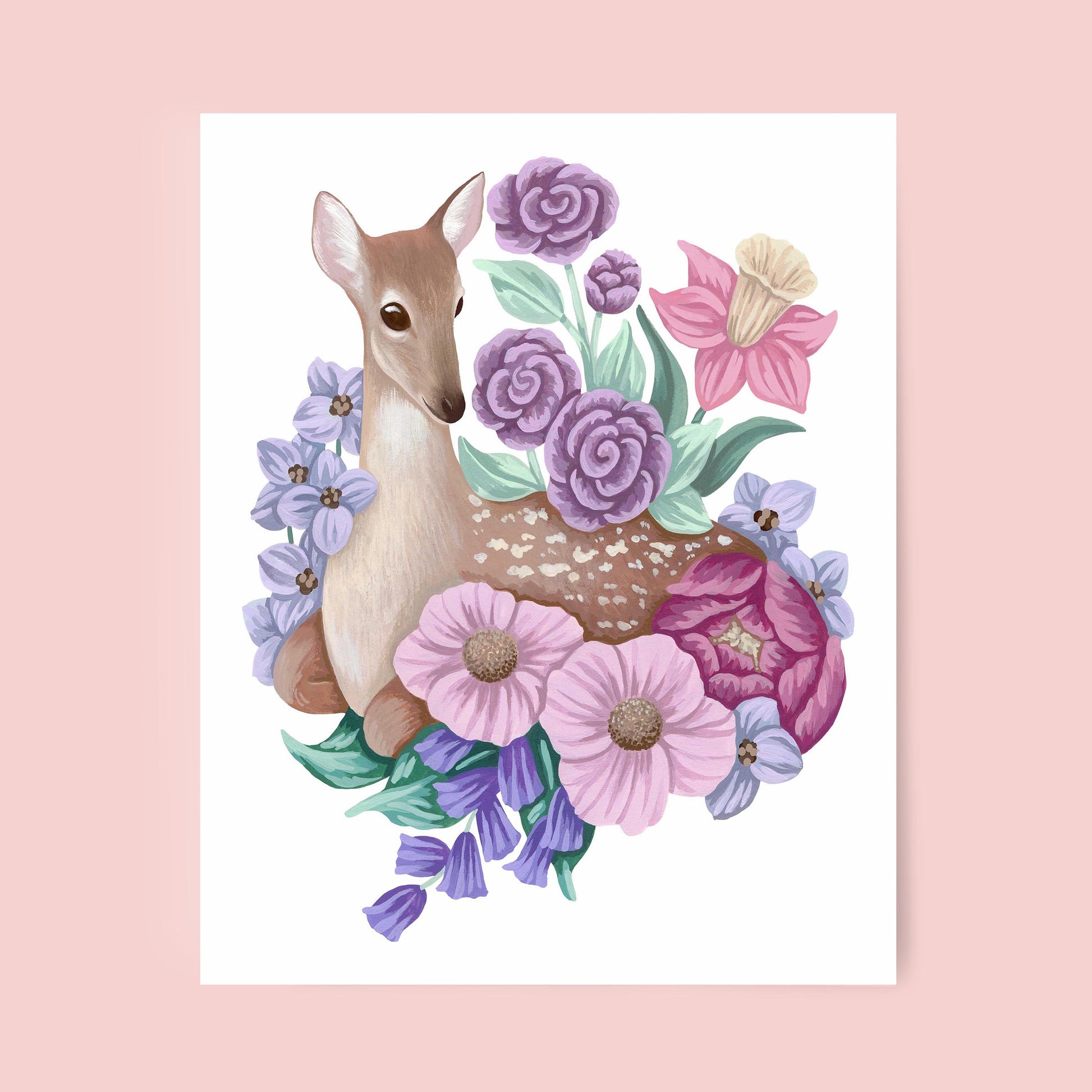 Mia Whittemore Deer Floral Art Print