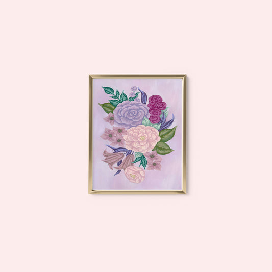 Mia Whittemore Floral on Lilac Mini Art Print Frame