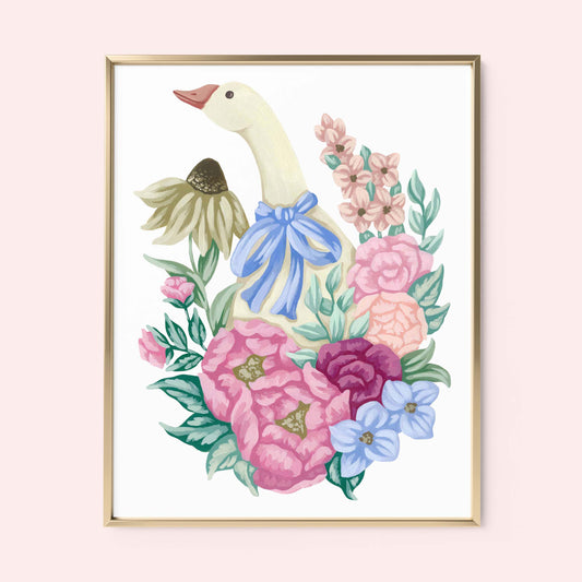 Mia Whittemore Goose with Bow Floral Frame