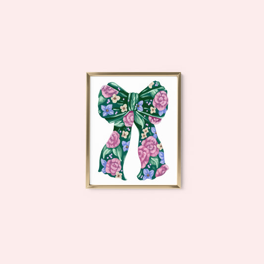 Mia Whittemore Green Flower Bow Mini Art Print Frame