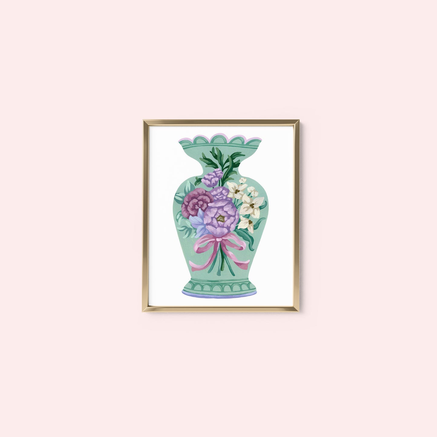 Mia Whittemore Light Green Vase with Flowers Mini Art Print Frame