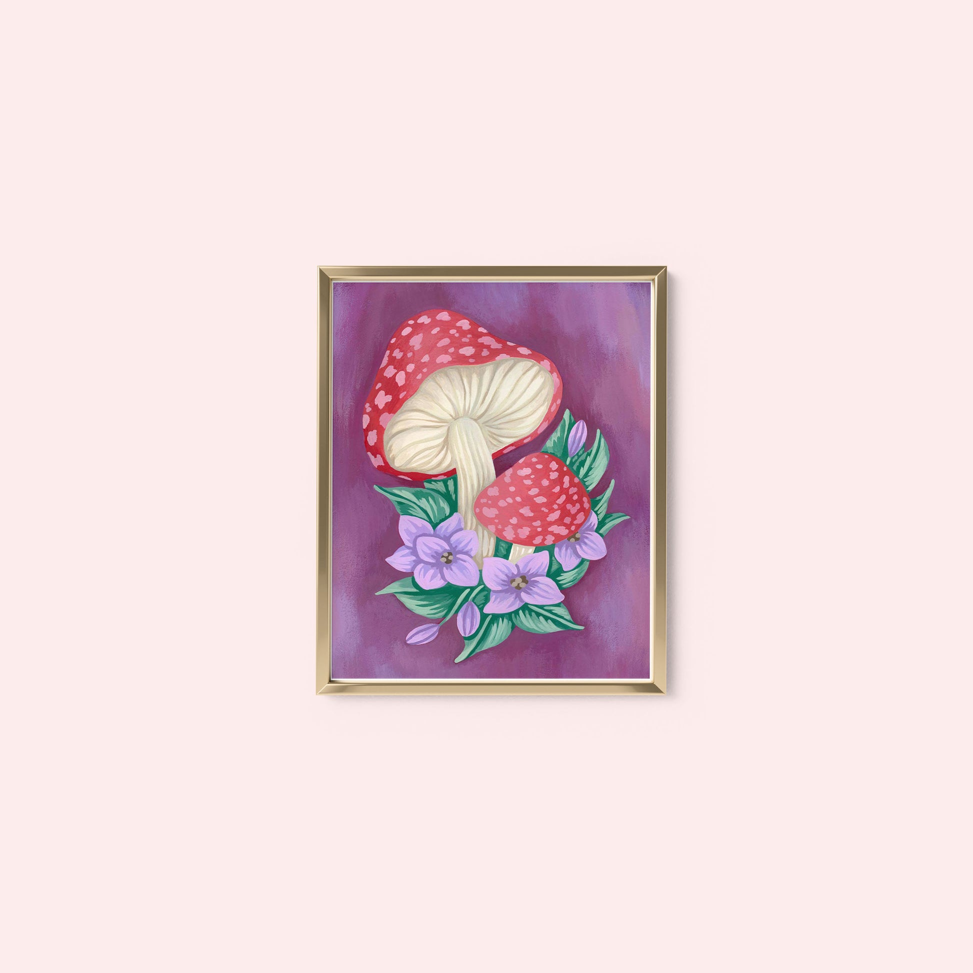 Mia Whittemore Mushroom with Flowers Mini Art Print Frame