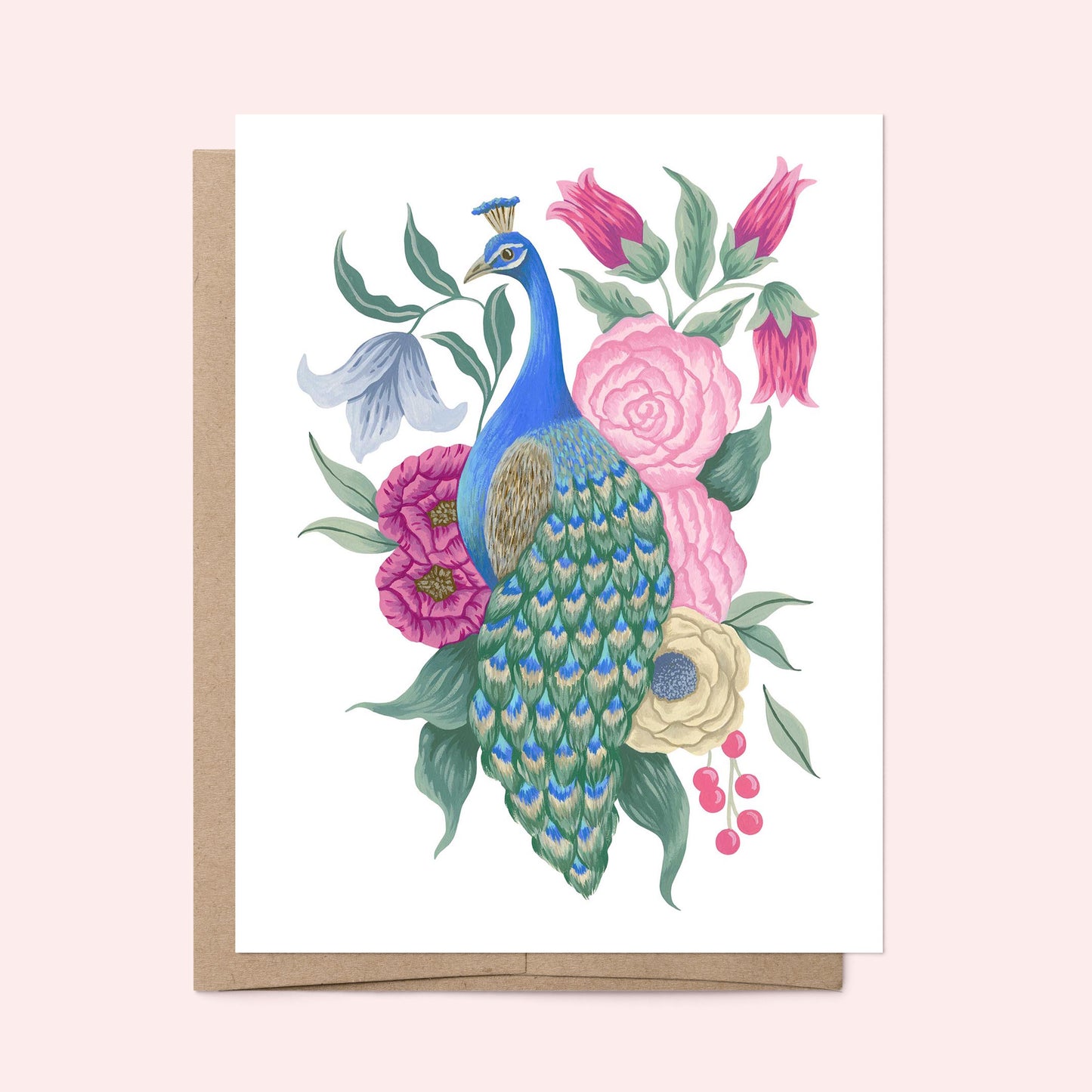 Mia Whittemore Peacock Floral Greeting Card