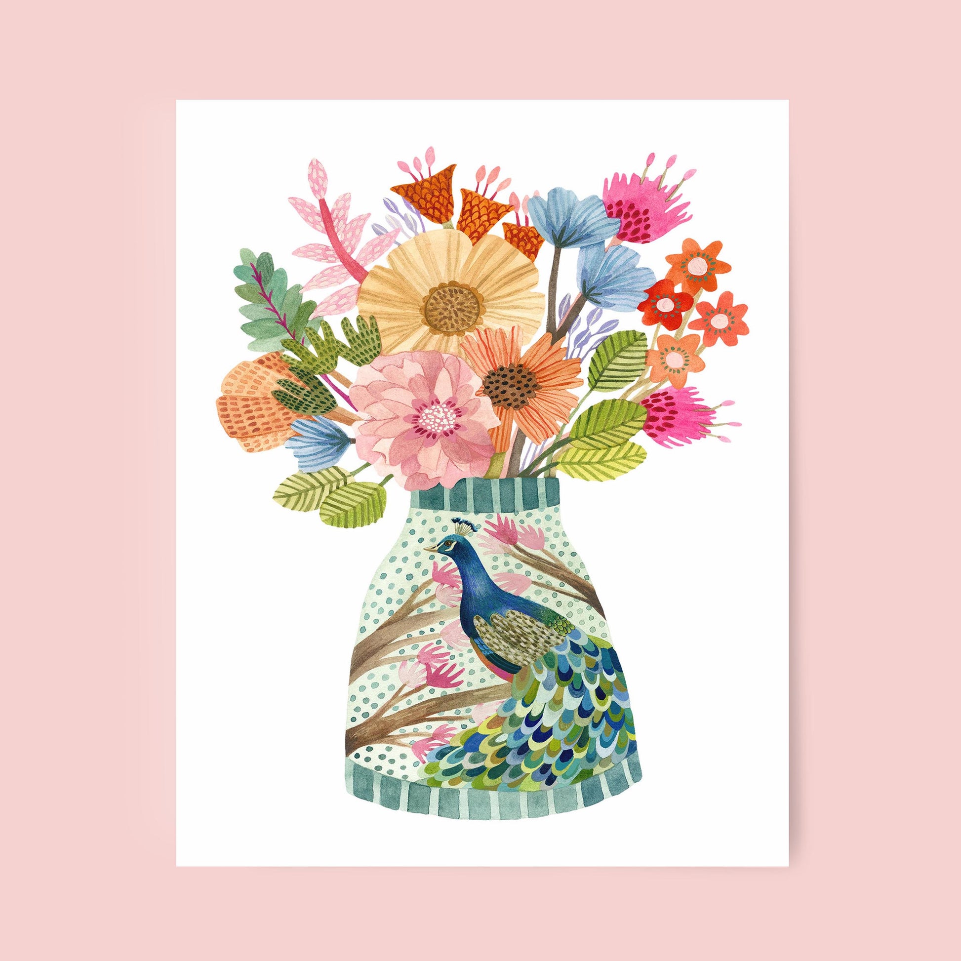 Mia Whittemore Peacock Vase Art Print