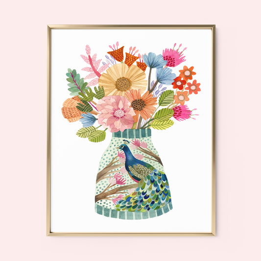 Mia Whittemore Peacock Vase Frame