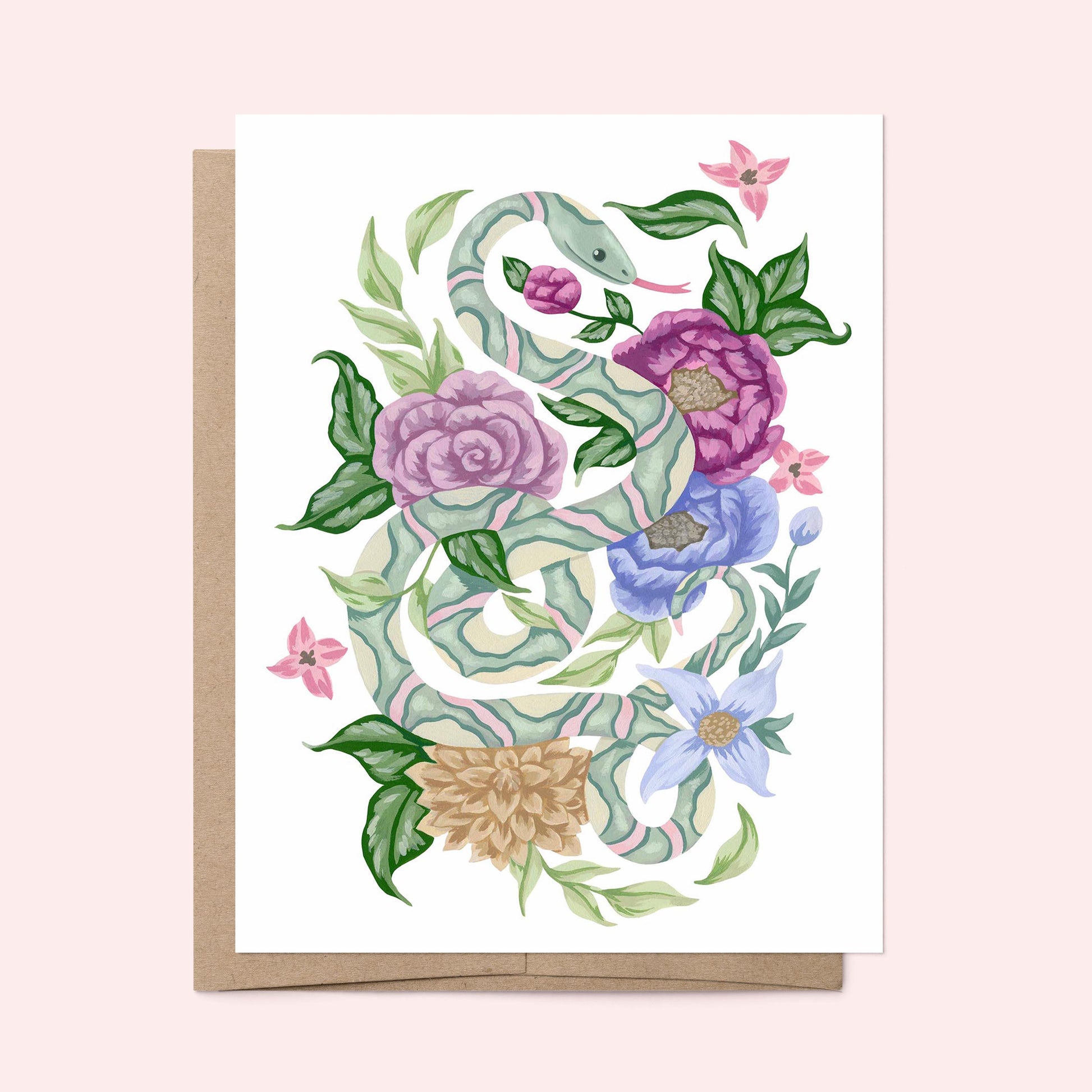 Mia Whittemore Snake Floral Greeting Card