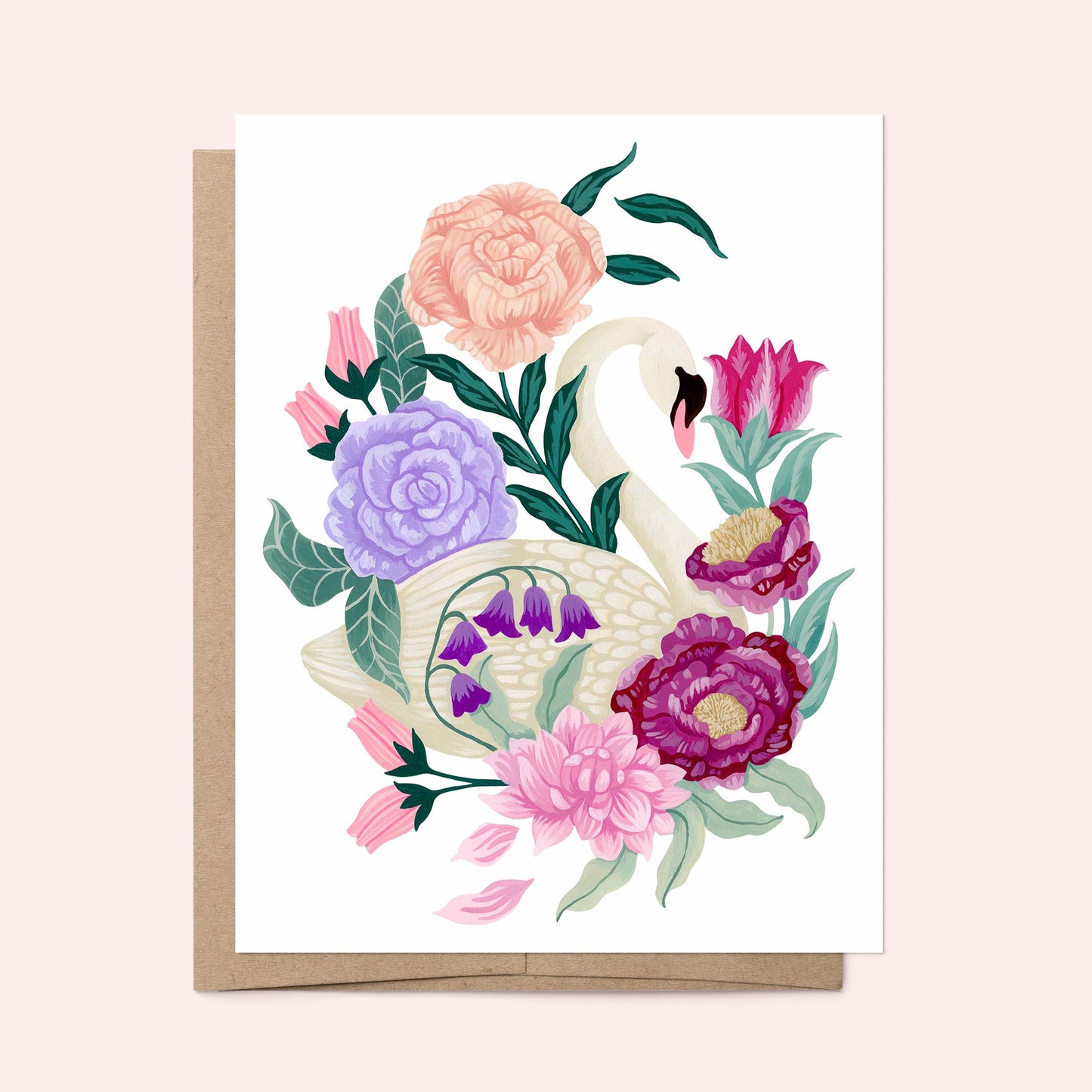 Mia Whittemore Swan Floral Greeting Card