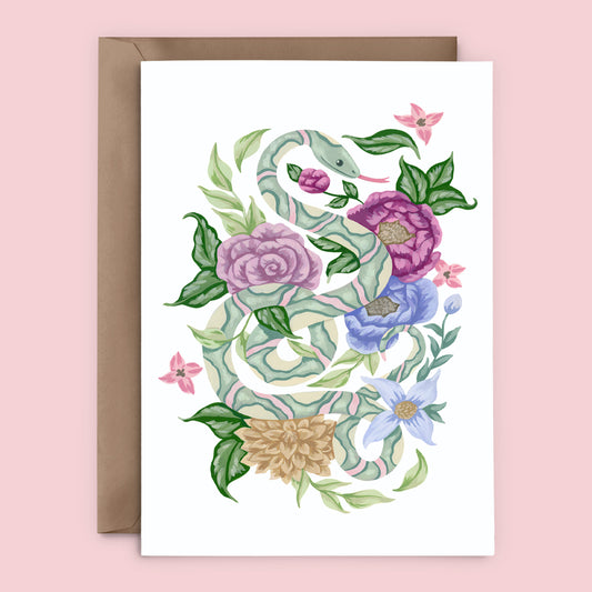 Mia Whittemore Snake Floral Greeting Card