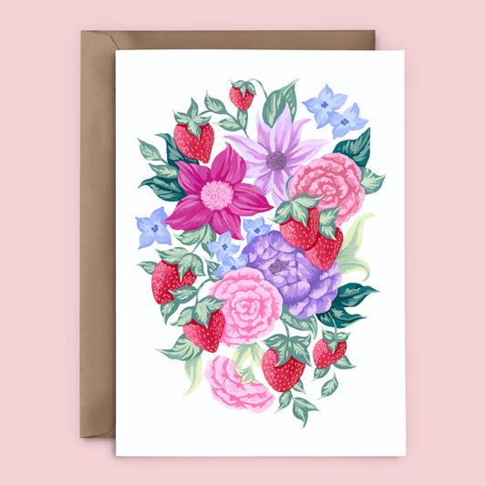 Mia Whittemore Strawberry Floral Greeting Card