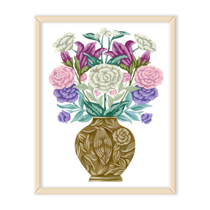 Brass Vase with Flowers Art Print