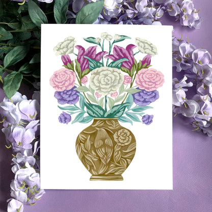 Brass Vase with Flowers Art Print