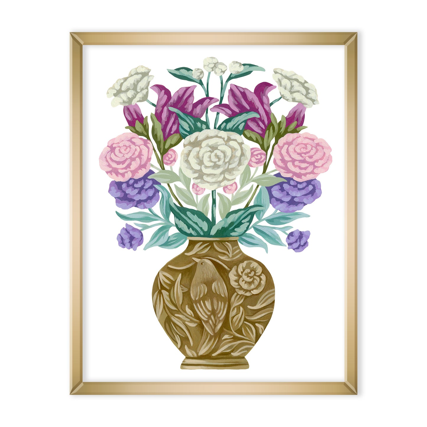 Mia_Whittemore Brass Vase With Flowers Art Print Main Image 1