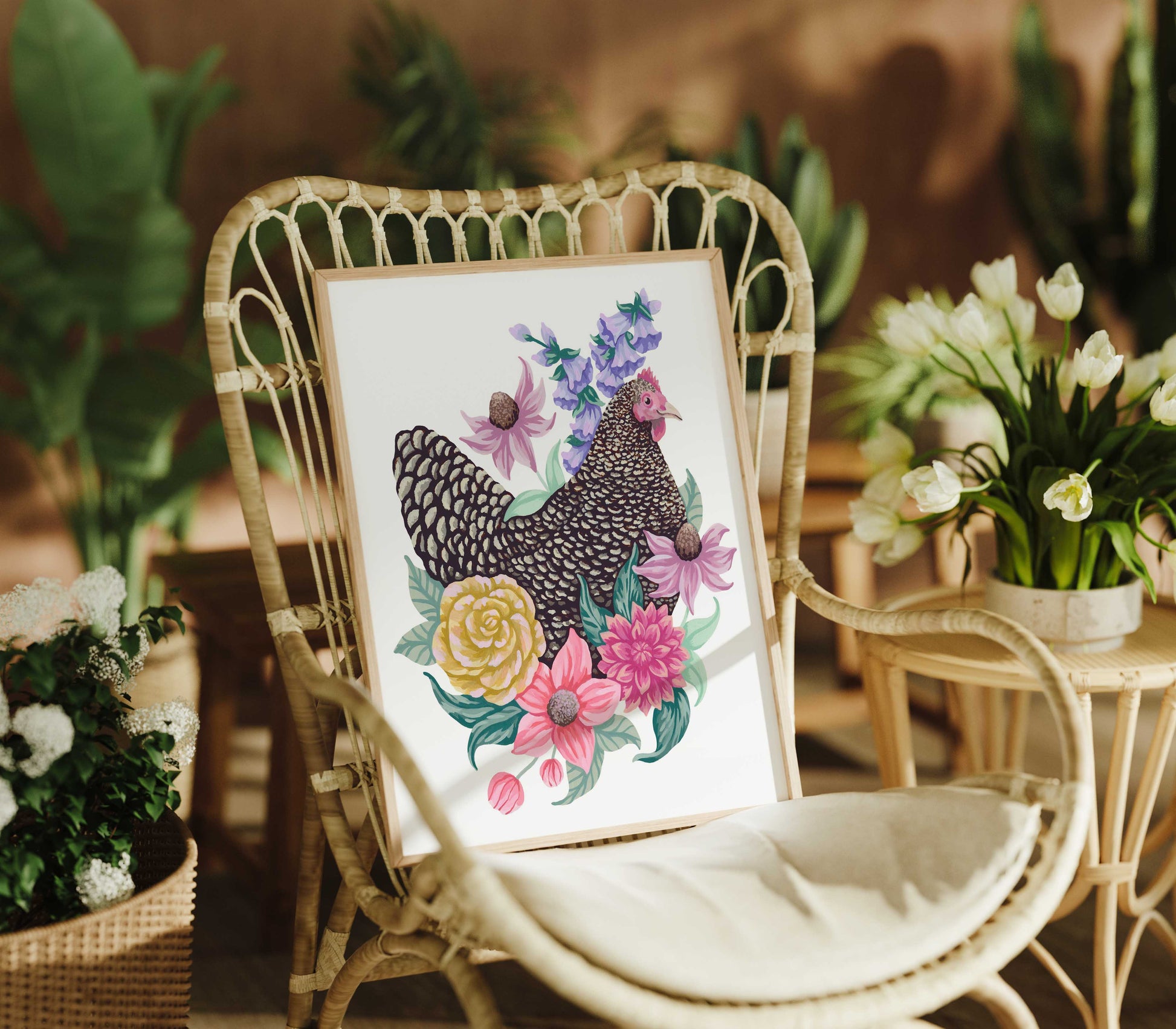 Mia Whittemore_Chicken Floral Art Print Chair