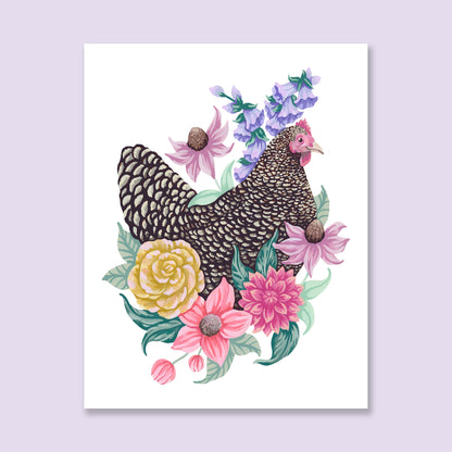 Chicken Flower Art Print