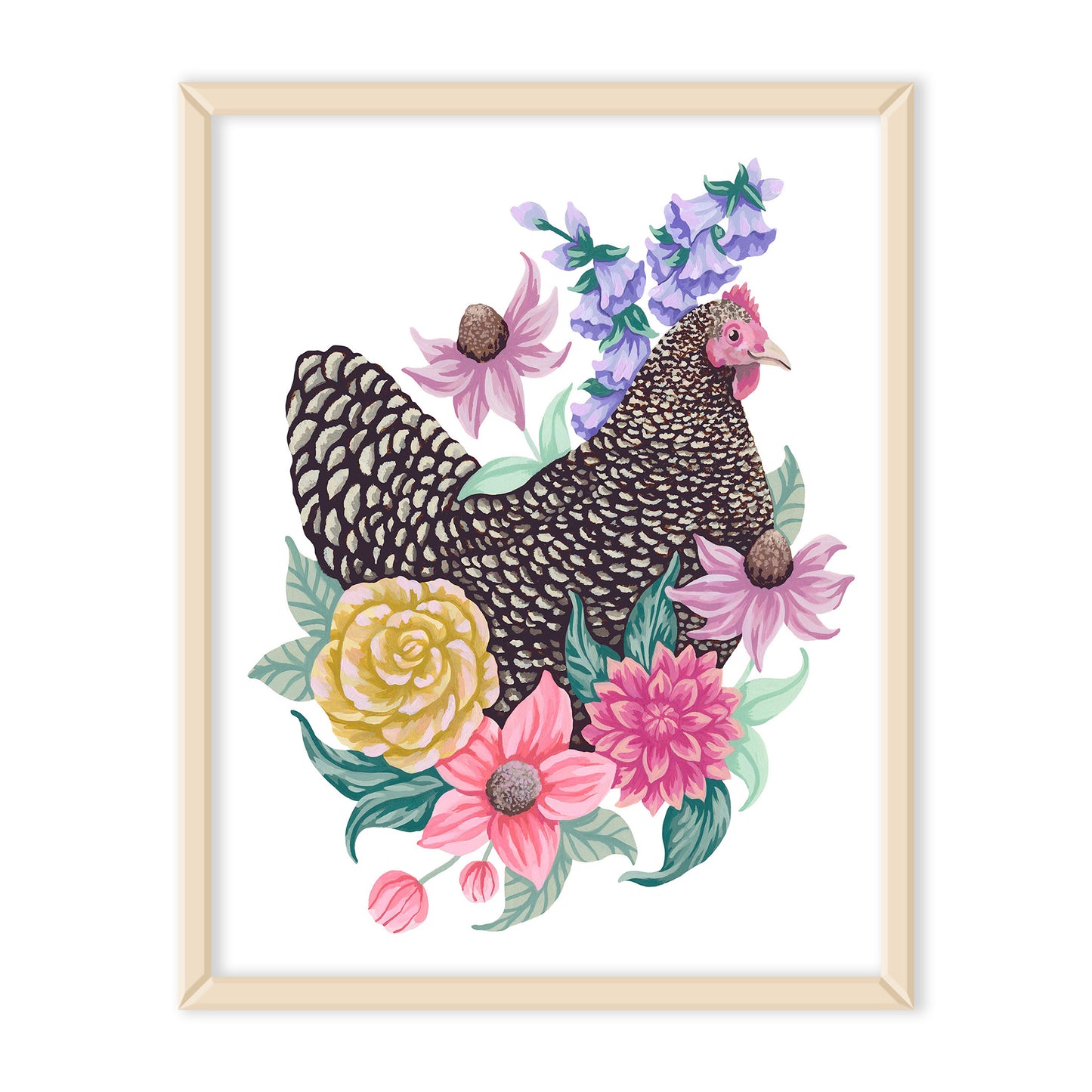 Chicken Flower Art Print