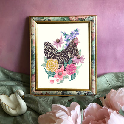 Chicken Flower Art Print