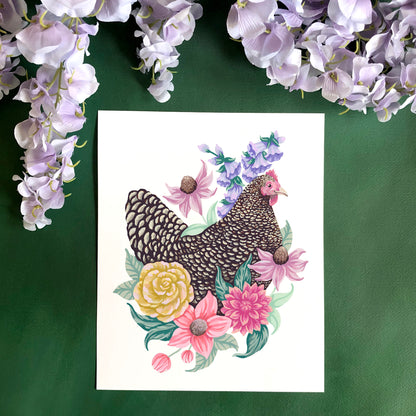 Chicken Flower Art Print