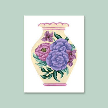 Cream Vase with Flowers Mini Art Print