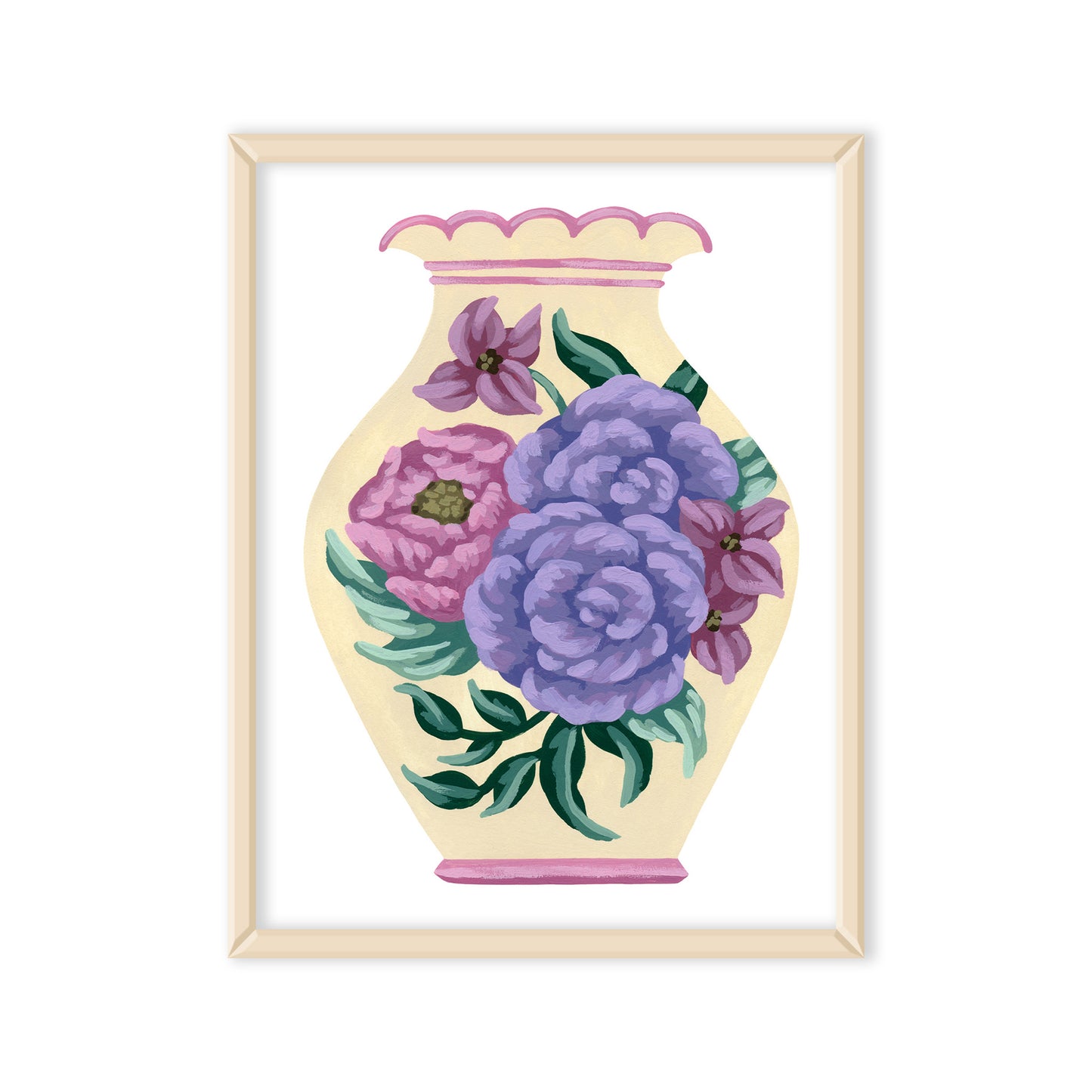 Cream Vase with Flowers Mini Art Print