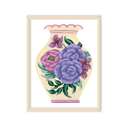 Cream Vase with Flowers Mini Art Print