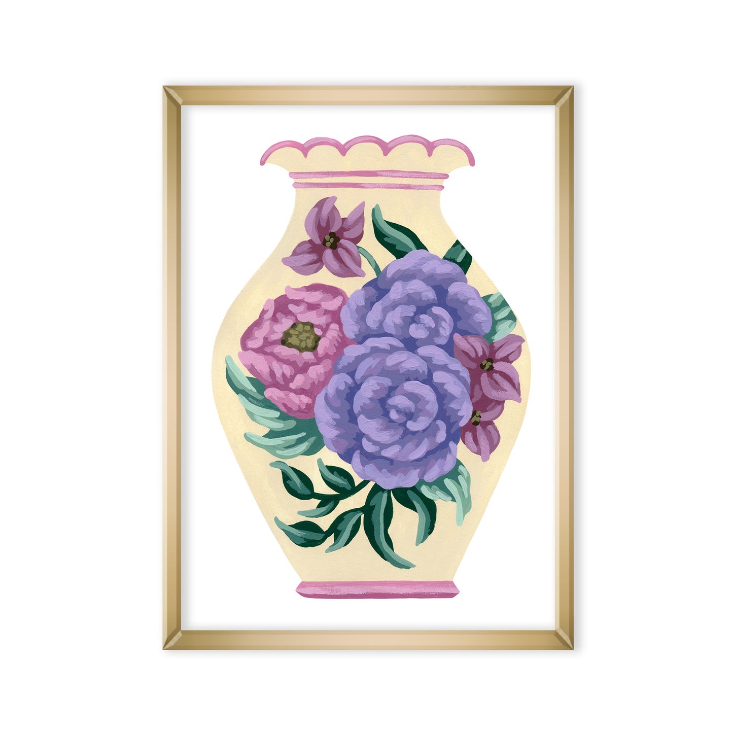 Cream Vase with Flowers Mini Art Print