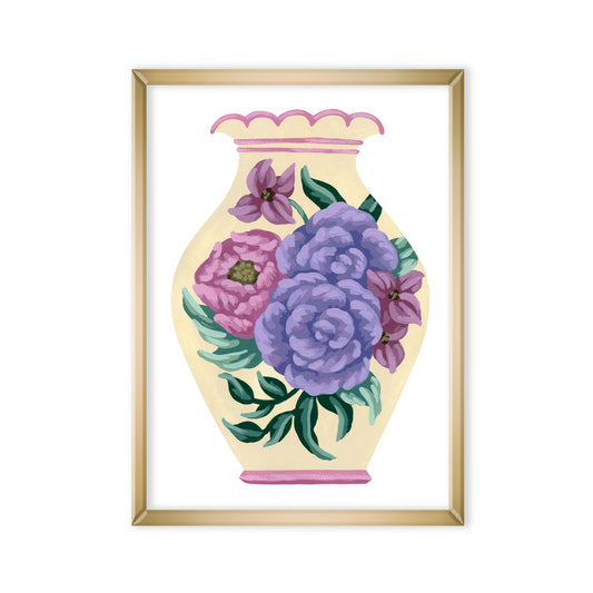 Cream Vase with Flowers Mini Art Print
